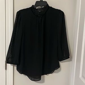 Ann Taylor black polka dot key hole blouse in size Medium